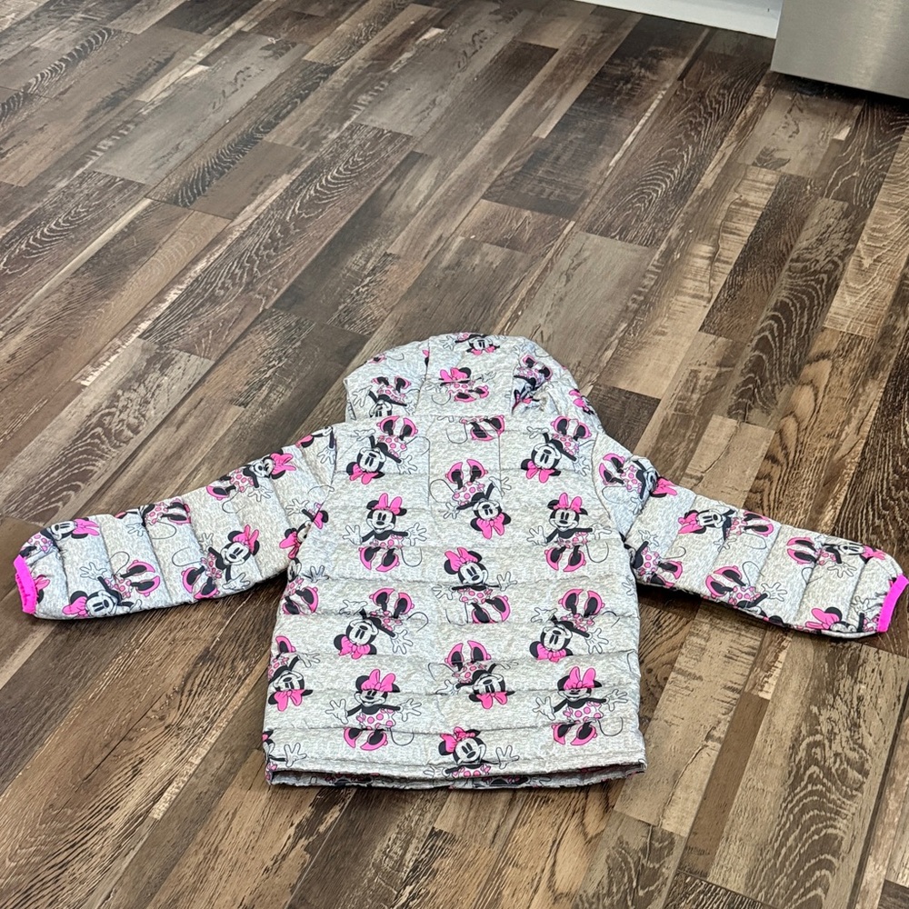 GAP Girls Pink & Gray Minnie Mouse Quilted Puffer Jacket - Picture 2 of 3